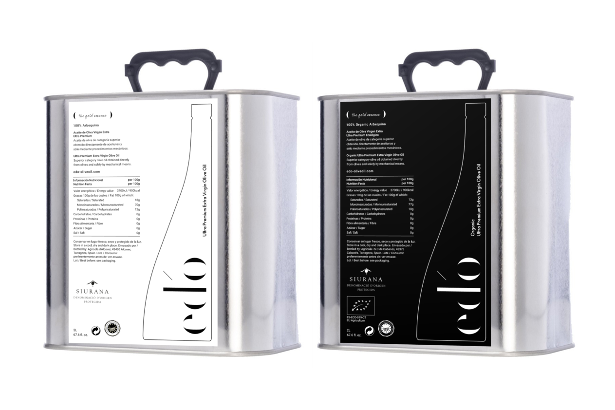 ed'o Aceite de oliva_2x2L latas para alimentos maridaje_PURE and ORGANIC